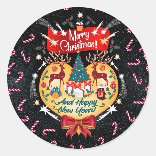 Weihnachtskanäle Runder Aufkleber (Vorderseite)