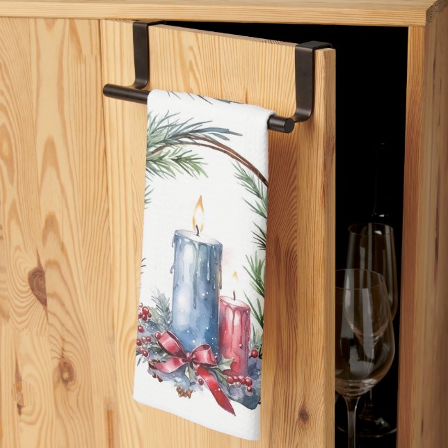 Weihnachtskandale in Kraut Kunst Geschirrtuch (Drittel gefaltet)