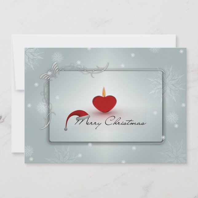 Weihnachtskandale & Schneeflocken Doppelseitig Einladung (Vorderseite)