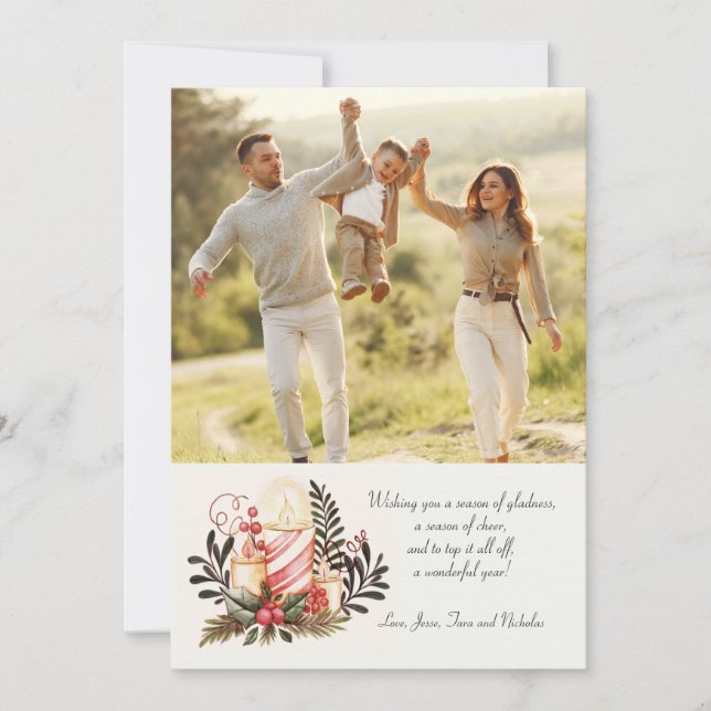 Weihnachtskandeln Foto Weihnachtskarte Feiertagskarte (Vorderseite)