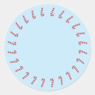 Weihnachtskandinchen-Grenze rot-blau blau Runder Aufkleber