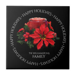 Weihnachtskandle, Holly und Poinsettia Fliese