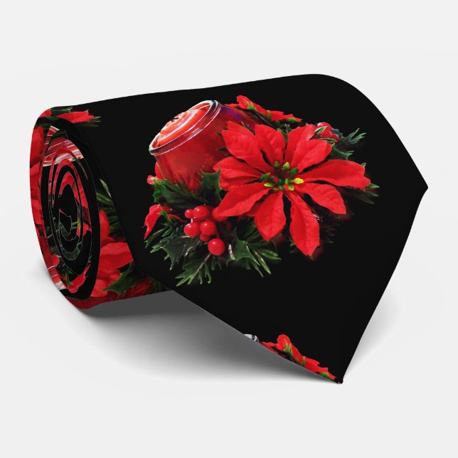 Weihnachtskandle, Holly und Poinsettia Krawatte (Gerollt)