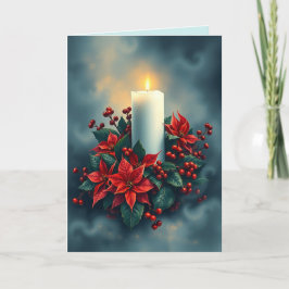 Weihnachtskandle mit Poinsettias Karte