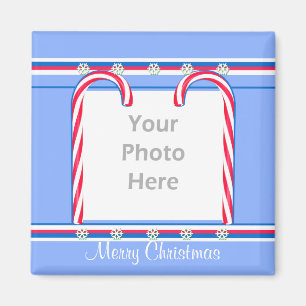 Weihnachtskandy Canes on Blue (Foto-Rahmen) Magnet