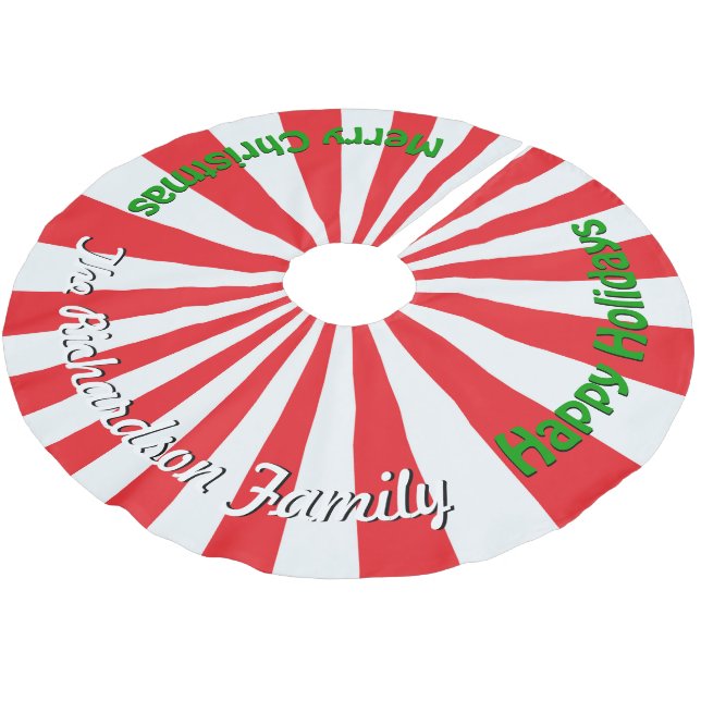 Weihnachtskandy PERSONALIZE FAMILIENNAME Tremor Polyester Weihnachtsbaumdecke (Schrägansicht)