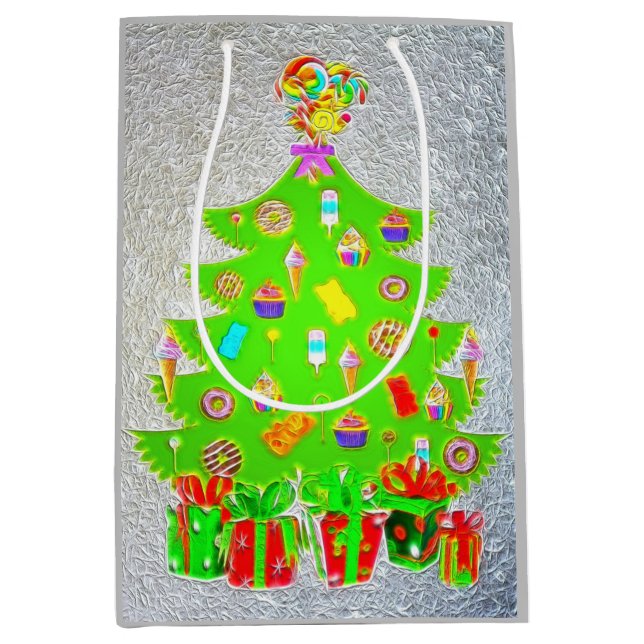 Weihnachtskandy Tree Mittlere Geschenktüte (Vorderseite)