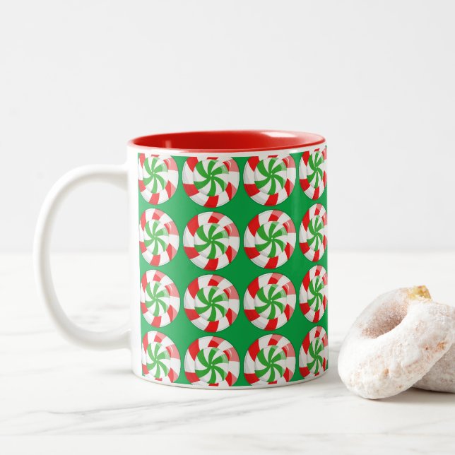 Weihnachtskandy Zweifarbige Tasse (Mit Donut)