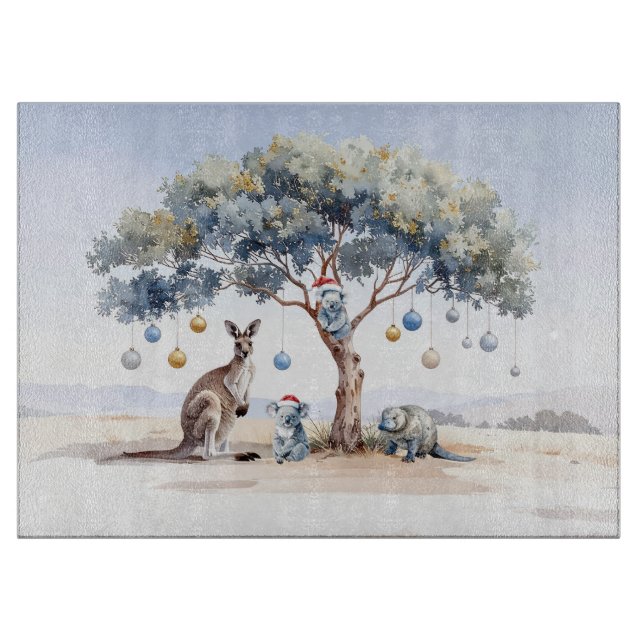 Weihnachtskänguru Koalas Schnabeltier Gummibaum Tr Schneidebrett (Vorderseite)