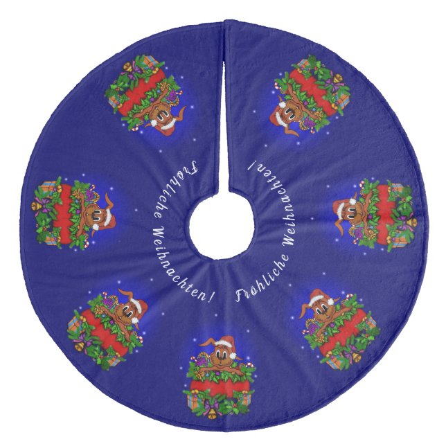 Weihnachtskaninchen , Fröhliche Weihnachten! Fleece Weihnachtsbaumdecke (Vorderseite)