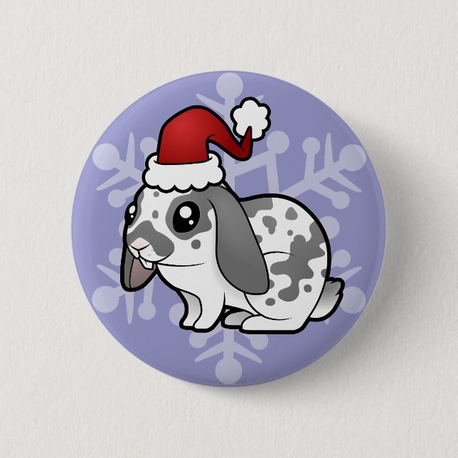 Weihnachtskaninchen (glattes, glattes Haar des Dis Button (Vorderseite)