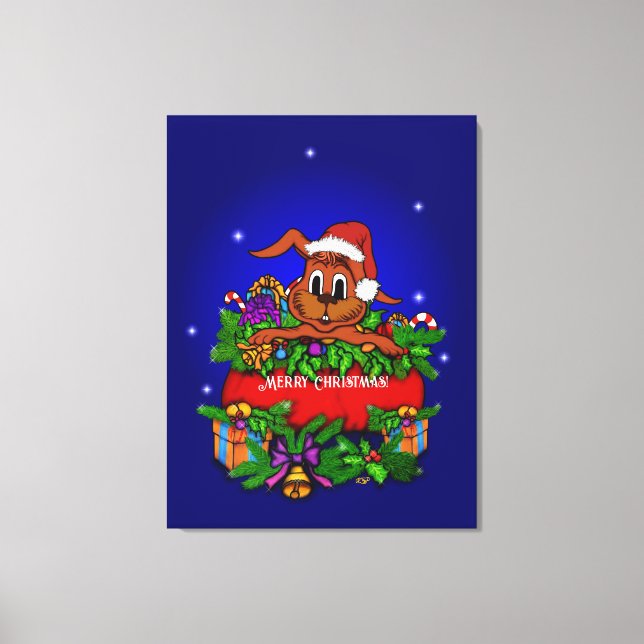 Weihnachtskaninchen Leinwanddruck (Vorderseite)