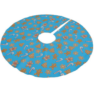 Weihnachtskaninchen und Lebkuchen Polyester Weihnachtsbaumdecke