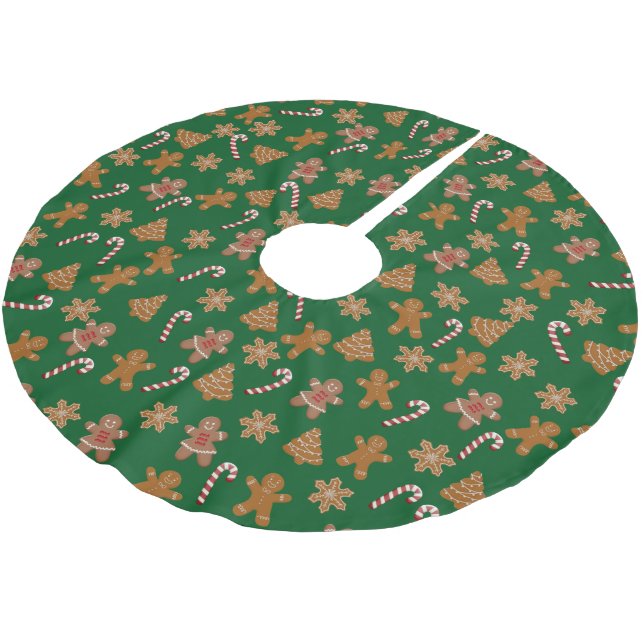 Weihnachtskaninchen und Lebkuchen Polyester Weihnachtsbaumdecke (Schrägansicht)