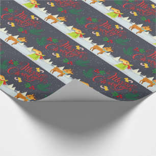 Weihnachtskaninchen und Rentiere Geschenkpapier