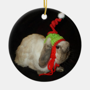 Weihnachtskaninchen-Verzierung Keramik Ornament