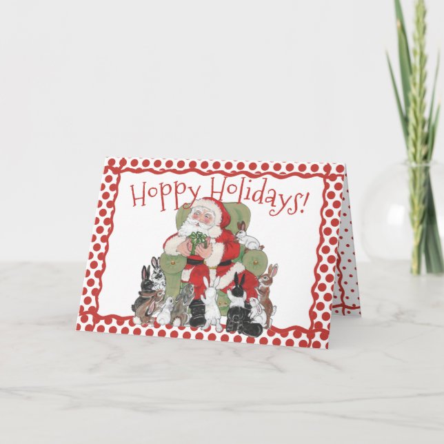 Weihnachtskaninchen & Weihnachtsfeiertag Niedliche Feiertagskarte (Vorderseite)