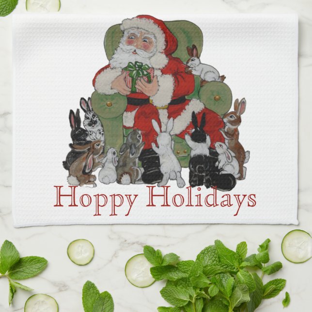 Weihnachtskaninchen Weihnachtsfeiertage Sonniges H Geschirrtuch (Gefaltet)