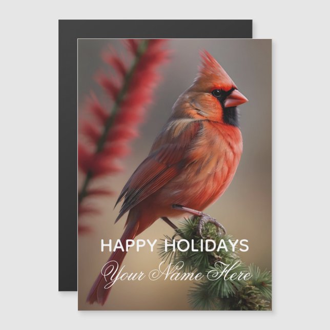 Weihnachtskardinal Personalisierte Foto-Magnetkart Magnetkarte (Vorne/Hinten)