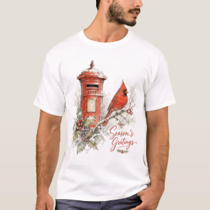 Weihnachtskardinal und roter Briefkasten T-Shirt