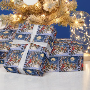 Weihnachtskardinal und Winterbaum-Chor Geschenkpapier