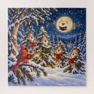 Weihnachtskardinal und Winterbaum-Chor Puzzle