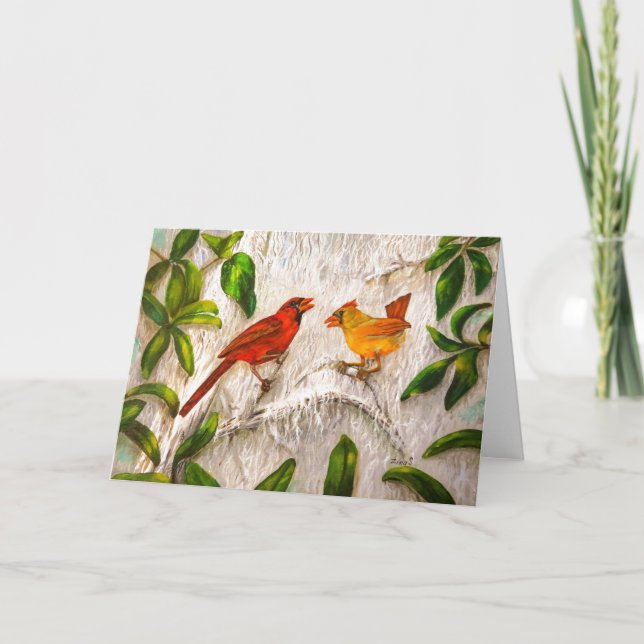 WeihnachtsKardinäle - Gesang der Liebe Feiertagskarte (Vorderseite)