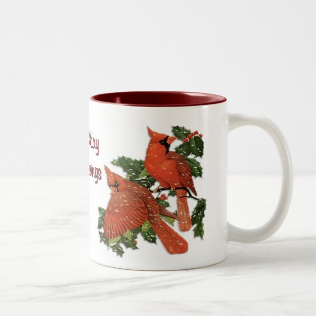 WeihnachtsKardinäle Zweifarbige Tasse (Rechts)