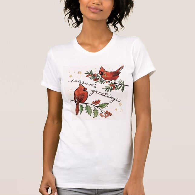 WeihnachtsKardinalLovebirds T-Shirt (Vorderseite)