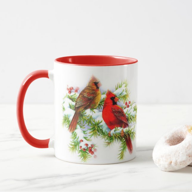 WeihnachtsKardinals-Tasse Tasse (Mit Donut)