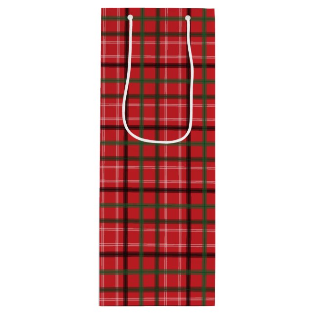 Weihnachtskariert Geschenktüte Für Weinflaschen (Vorderseite)