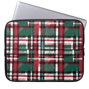 Weihnachtskariert in Rot Grün Weiß und Schwarz Laptopschutzhülle
