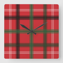 Weihnachtskariert Quadratische Wanduhr