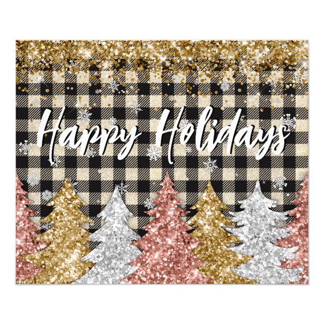 Weihnachtskariert und Glitter mit Text Fotodruck (Vorne)