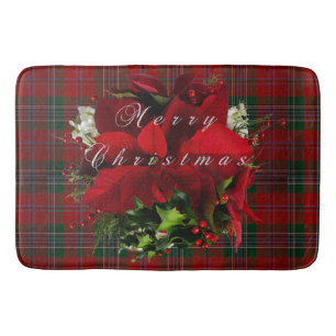 Weihnachtskarierte Poinsettia Badematte