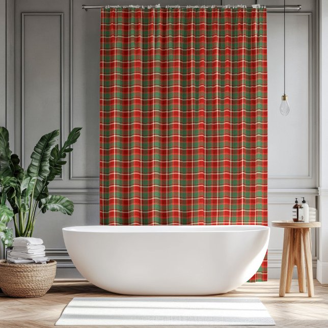 Weihnachtskariertes Vorhang-Klassisches Geschenk f Duschvorhang (Holiday Plaid Curtain Classic Gift for Bathroom)
