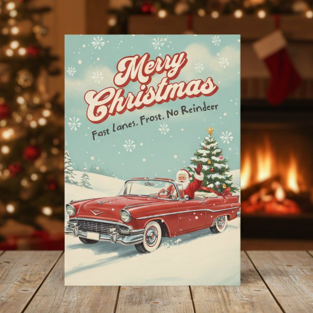Weihnachtskarte 1950 mit Retro-Weihnachtsmann Feiertagskarte (Von Creator hochgeladen)