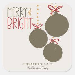 Weihnachtskarte 2025 für Fotos Quadratischer Aufkleber