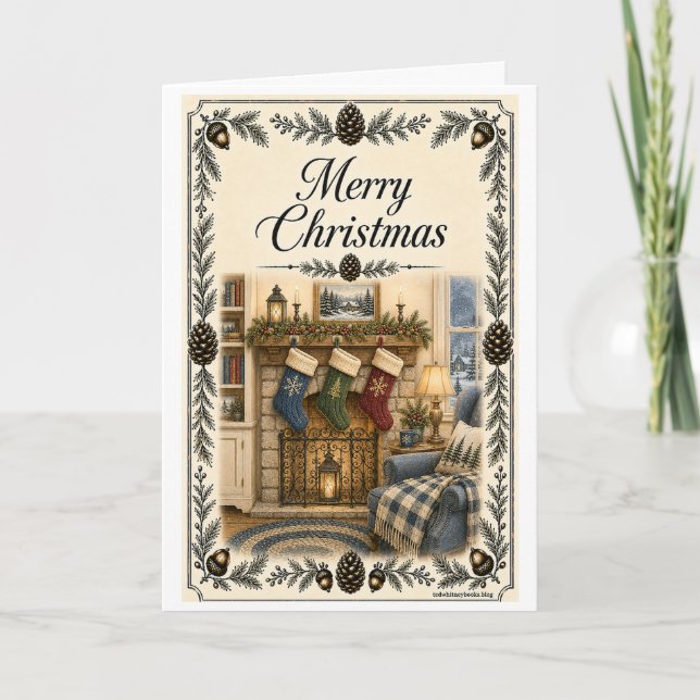 Weihnachtskarte - 3 Strümpfe Feiertagskarte (Vorderseite)
