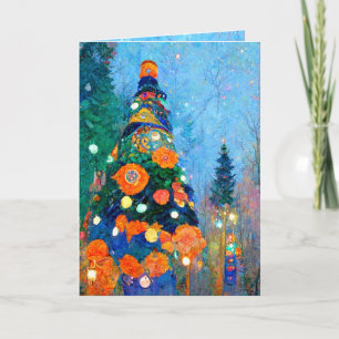 Weihnachtskarte Alphonse Mucha Stilistik Aquarell Karte