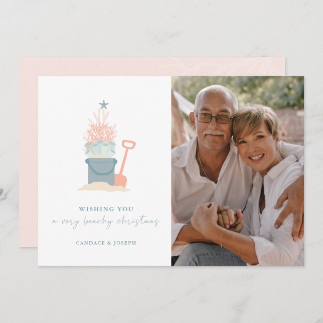 Weihnachtskarte am Meer mit Foto (Vorne/Hinten)