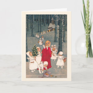 Weihnachtskarte "Auf dem Weg zur Kirche" Feiertagskarte