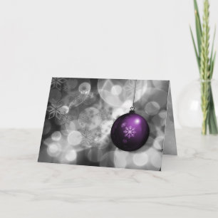 Weihnachtskarte auf Silber lila Feiertagskarte