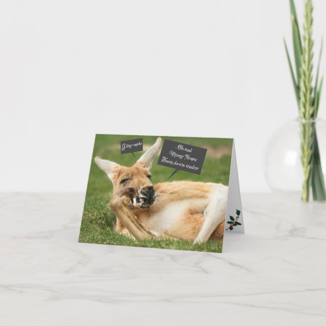 Weihnachtskarte aus Australien; Känguru Karte (Vorderseite)