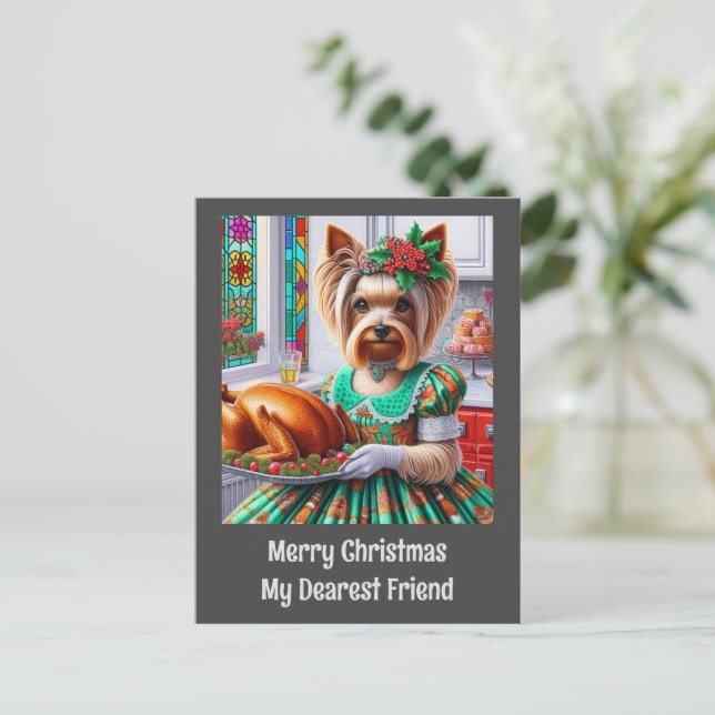 Weihnachtskarte | Australian Silky Terrier Dog Xma Postkarte (Stehend Vorderseite)