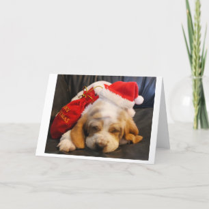 Weihnachtskarte Basset-Hund Welpe Feiertagskarte