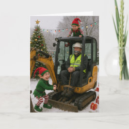 Weihnachtskarte - Bauleiter von Elfen entführt! Karte