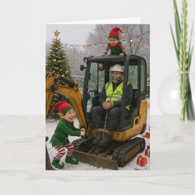 Weihnachtskarte - Bauleiter von Elfen entführt! Karte (Vorderseite)