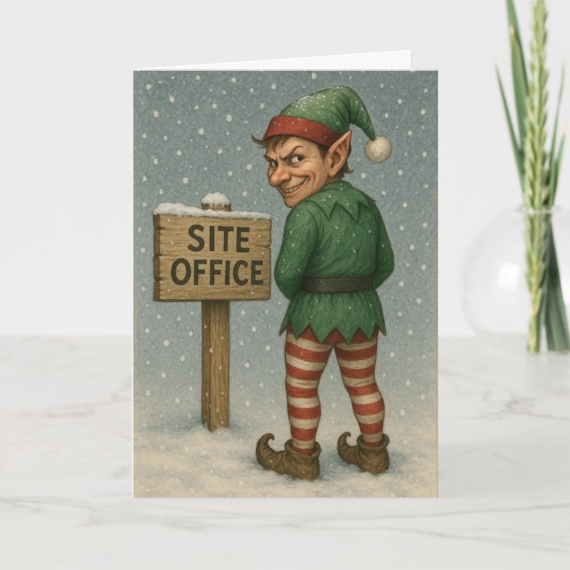 Weihnachtskarte Bauwesen - unartiger Elf! Karte (Vorderseite)