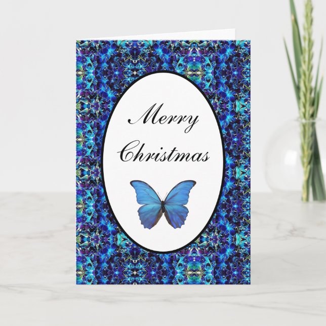 Weihnachtskarte Blue Morpho Butterfly Feiertagskarte (Vorderseite)